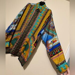 Very Rare Gianni Versace 92’ Journey of Marco Polo runway Silk button down shirt